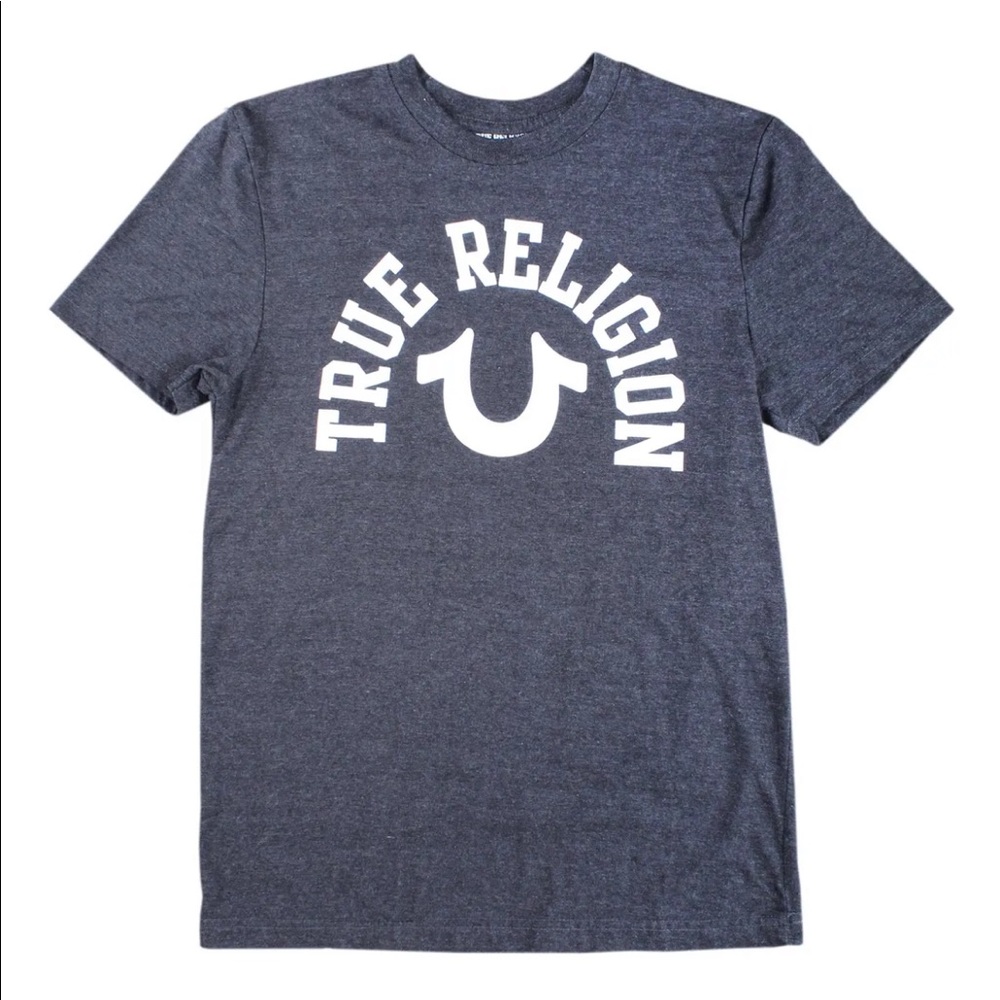Women's TRUE RELIGION Loungewear Dark Gray Graphic Logo T-Shirt Small